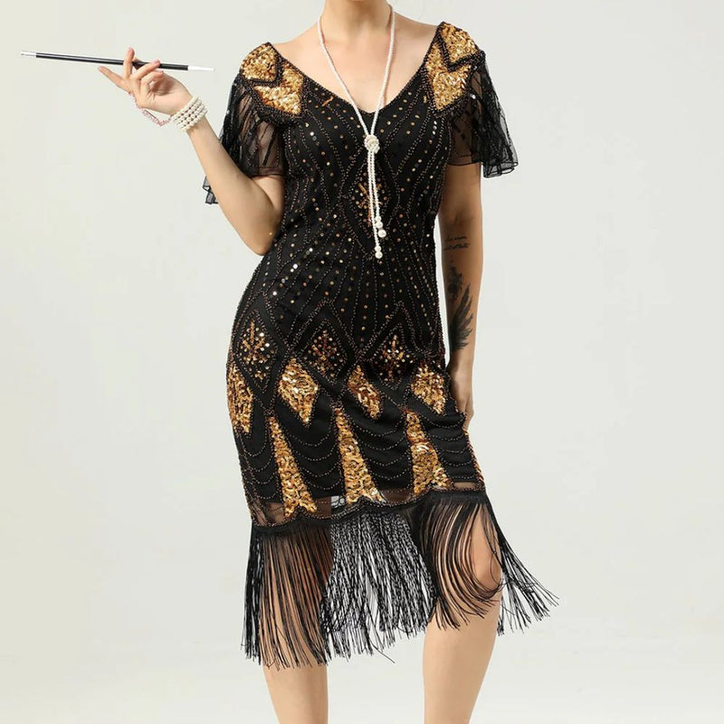 Sparkling 1920s Fringe Dress | Glamorous Party Outfit-S-State of Style