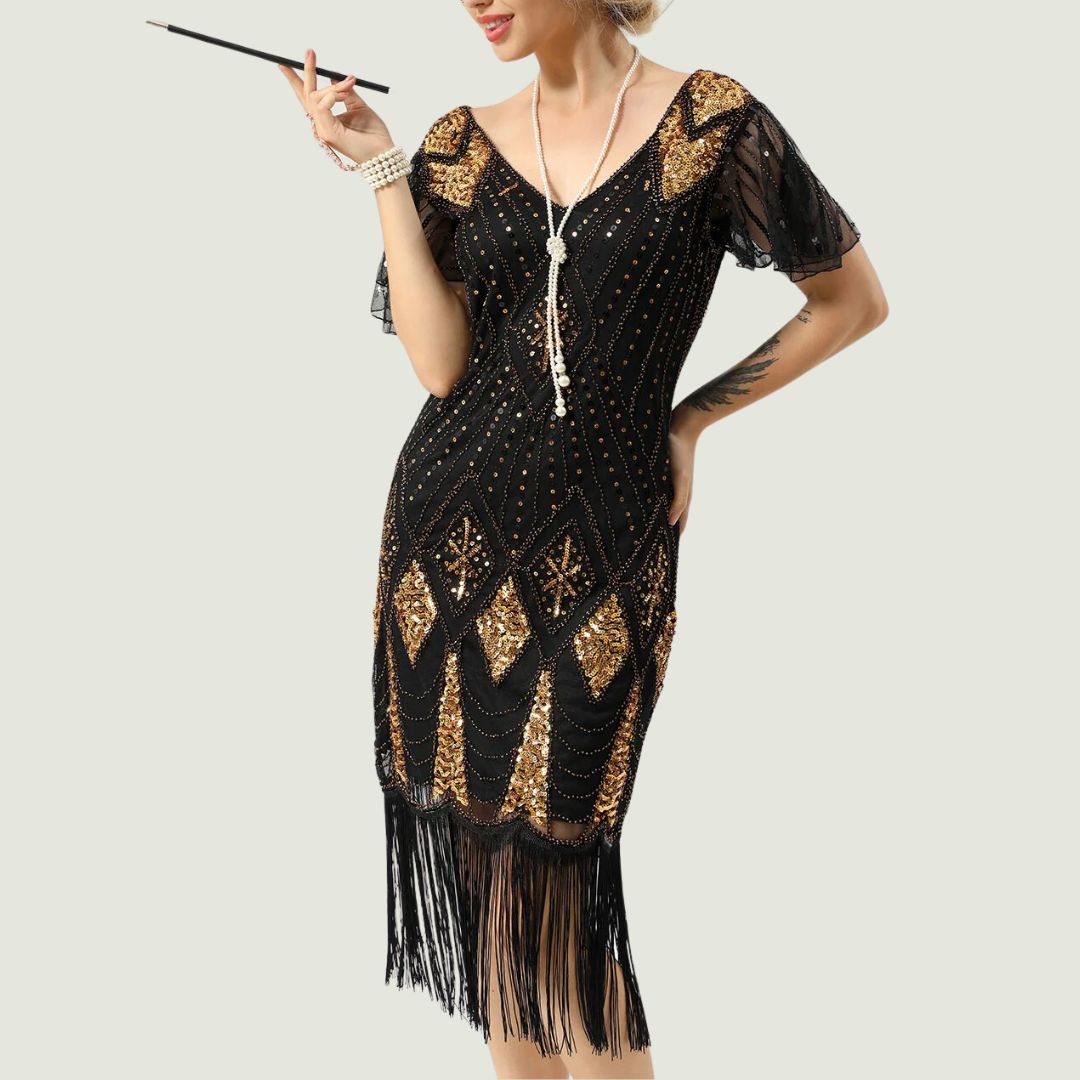 Sparkling 1920s Fringe Dress | Glamorous Party Outfit-S-State of Style