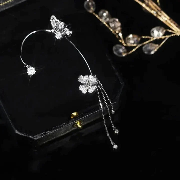 Sparkling Butterfly Ear Cuffs-Silver-State of Style