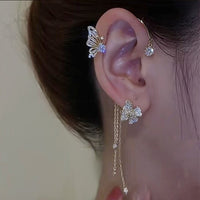 Sparkling Butterfly Ear Cuffs-Silver-State of Style