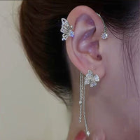 Sparkling Butterfly Ear Cuffs-Silver-State of Style