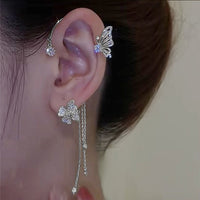Sparkling Butterfly Ear Cuffs-Silver-State of Style