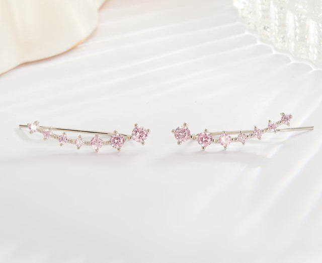 Sparkling Dangle Earrings-Pink zircon-State of Style