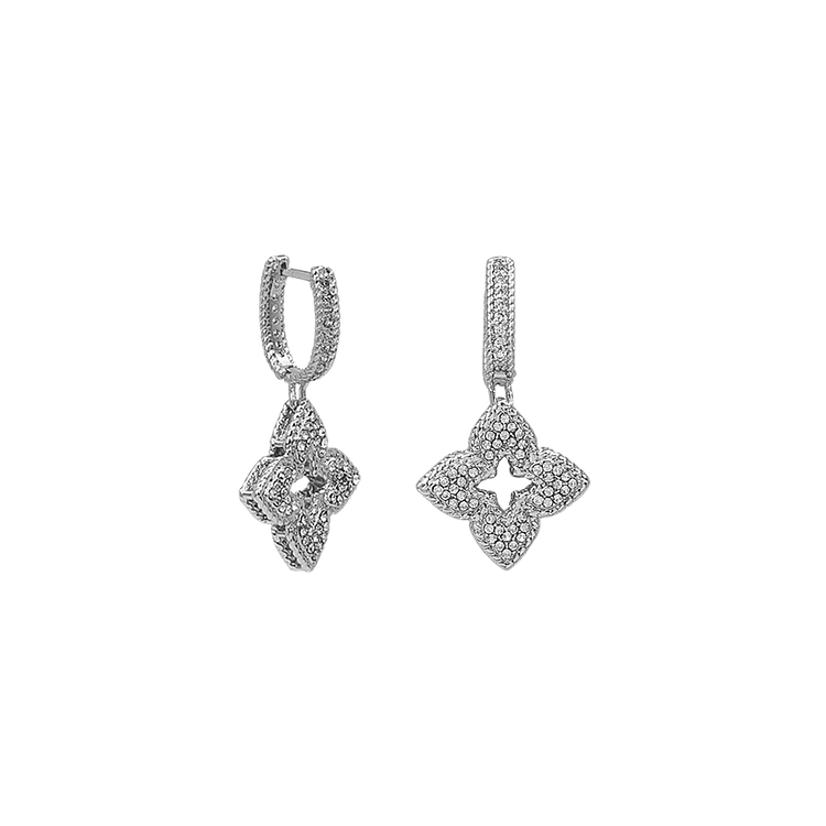 Sparkling Flower Earrings - Florabelle-Silver-State of Style