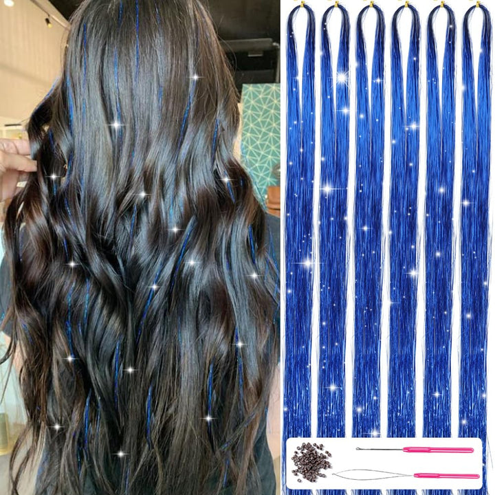 Sparkling Hair Tinsel Kit – Strands of Glitter!-Blue-State of Style