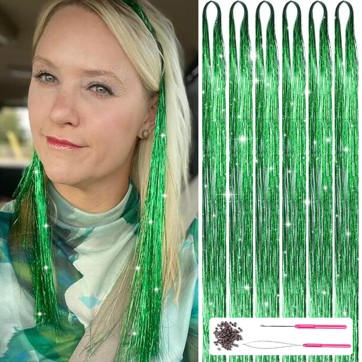 Sparkling Hair Tinsel Kit – Strands of Glitter!-Green-State of Style