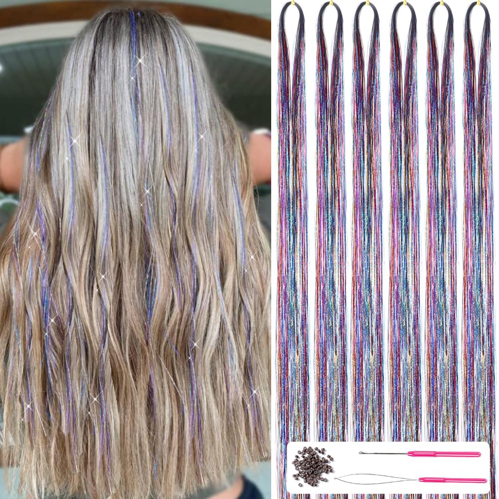 Sparkling Hair Tinsel Kit – Strands of Glitter!-Rainbow-State of Style