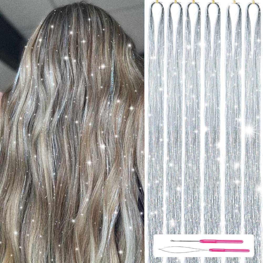 Sparkling Hair Tinsel Kit – Strands of Glitter!-Silver-State of Style