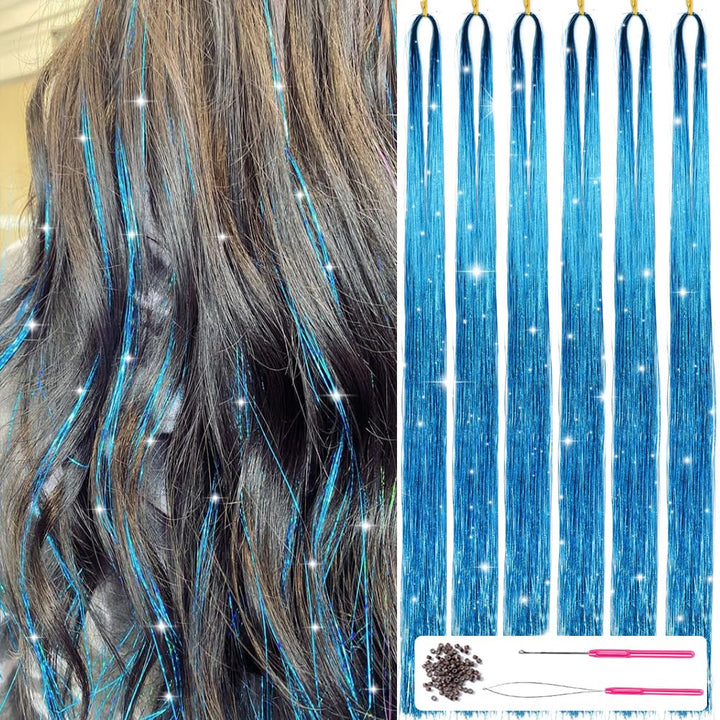 Sparkling Hair Tinsel Kit – Strands of Glitter!-Sky blue-State of Style