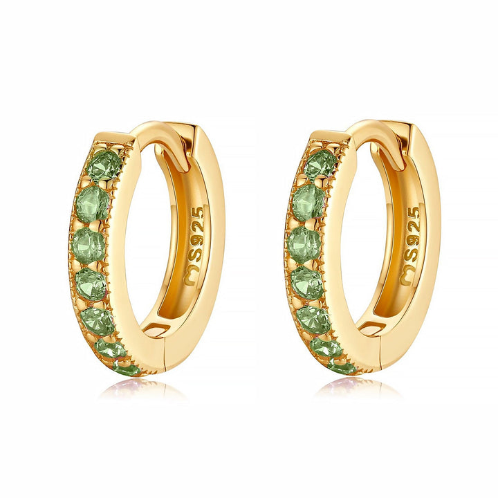 Sparkling Hoop Earrings – Amaranta-Green-Gold-State of Style