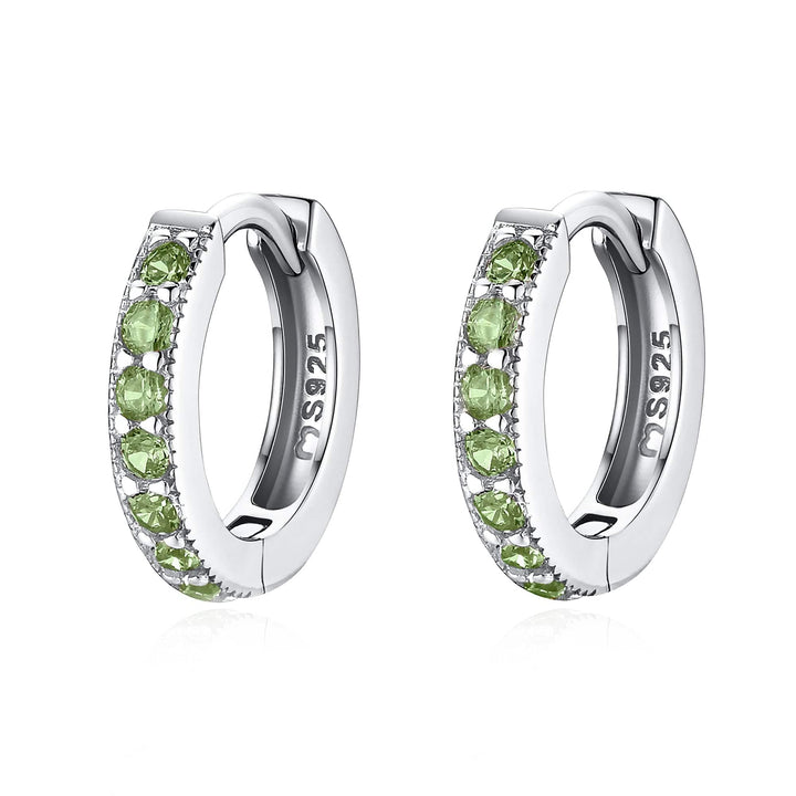 Sparkling Hoop Earrings – Amaranta-Green-Silver-State of Style