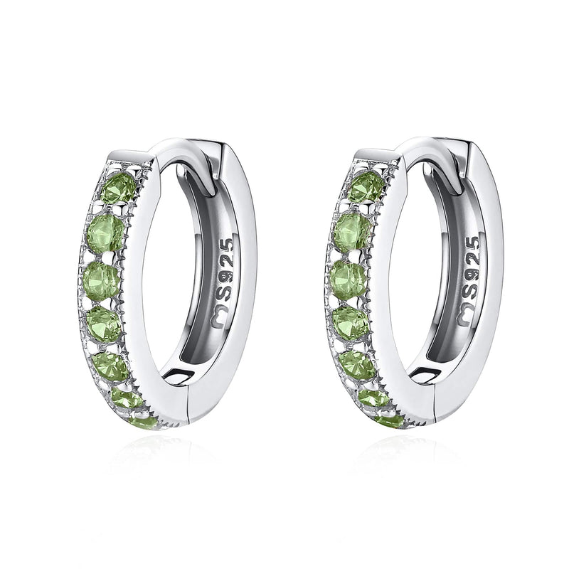 Sparkling Hoop Earrings – Amaranta-Green-Silver-State of Style