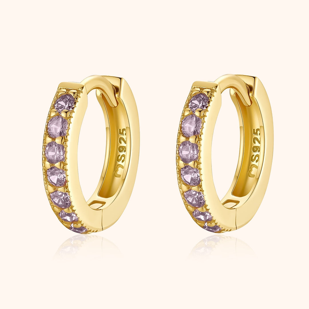 Sparkling Hoop Earrings – Amaranta-Purple-Gold-State of Style