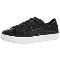 Sparkling Lace-Up Fashion Ladies Sneakers - Xenia-Black-3.5-State of Style