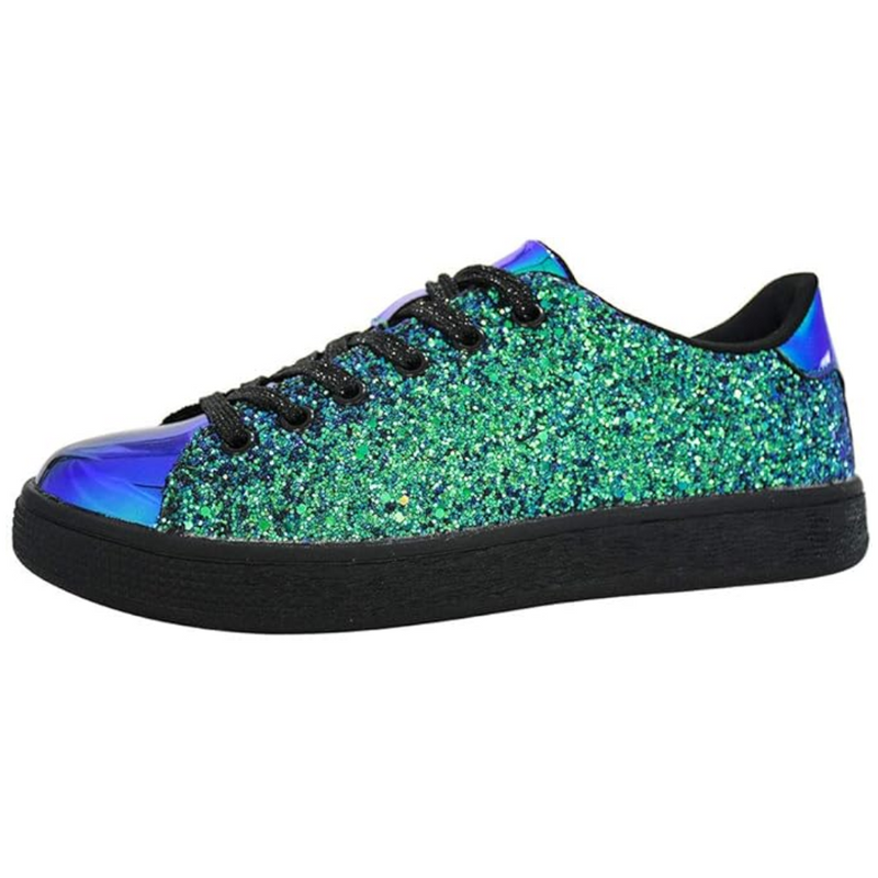 Sparkling Lace-Up Fashion Ladies Sneakers - Xenia-Green hologram-3.5-State of Style