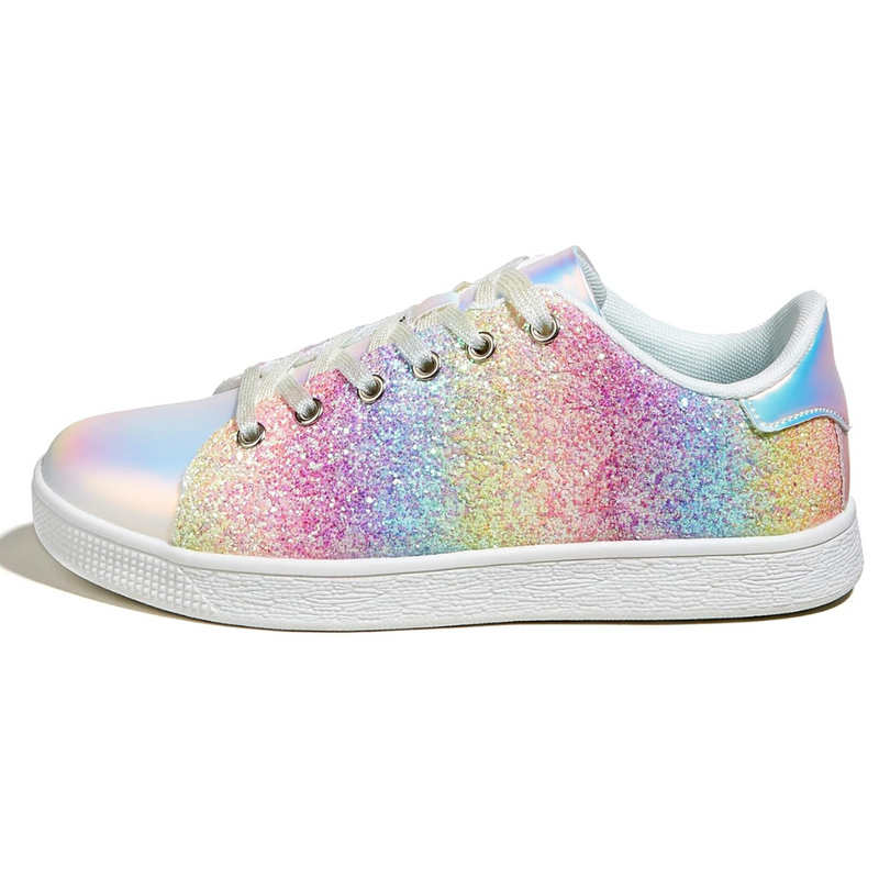 Sparkling Lace-Up Fashion Ladies Sneakers - Xenia-Rainbow-3.5-State of Style