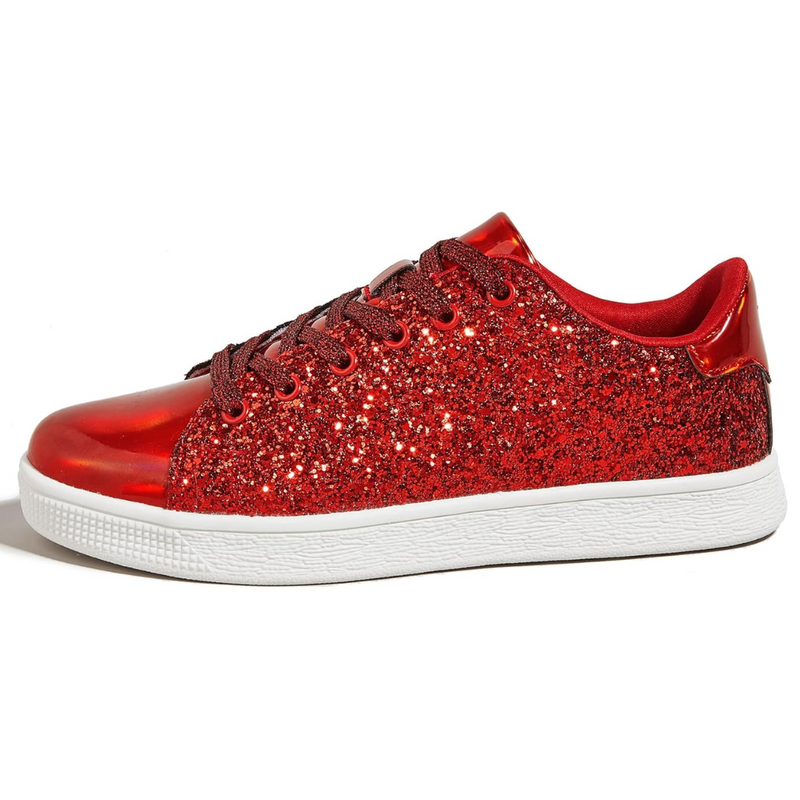 Sparkling Lace-Up Fashion Ladies Sneakers - Xenia-Red-3.5-State of Style