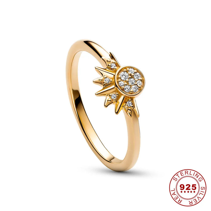 Sparkling Moon & Sun Silver Crystal Ring | Women's Fashion Jewellery-5-State of Style