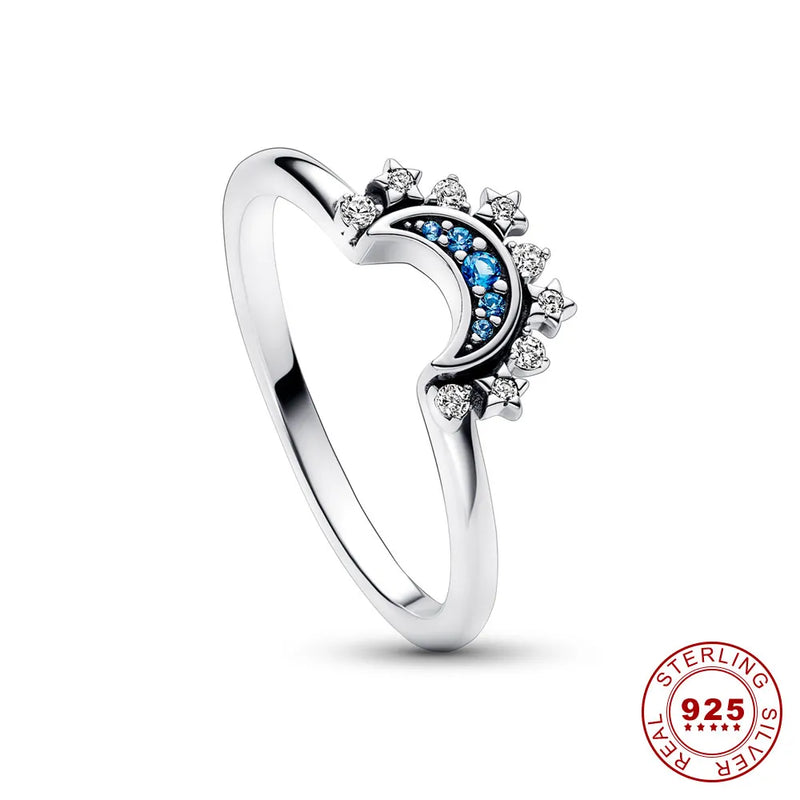 Sparkling Moon & Sun Silver Crystal Ring | Women's Fashion Jewellery-5-State of Style