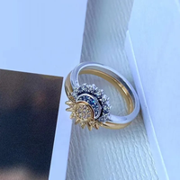 Sparkling Moon & Sun Silver Crystal Ring | Women's Fashion Jewellery-5-State of Style