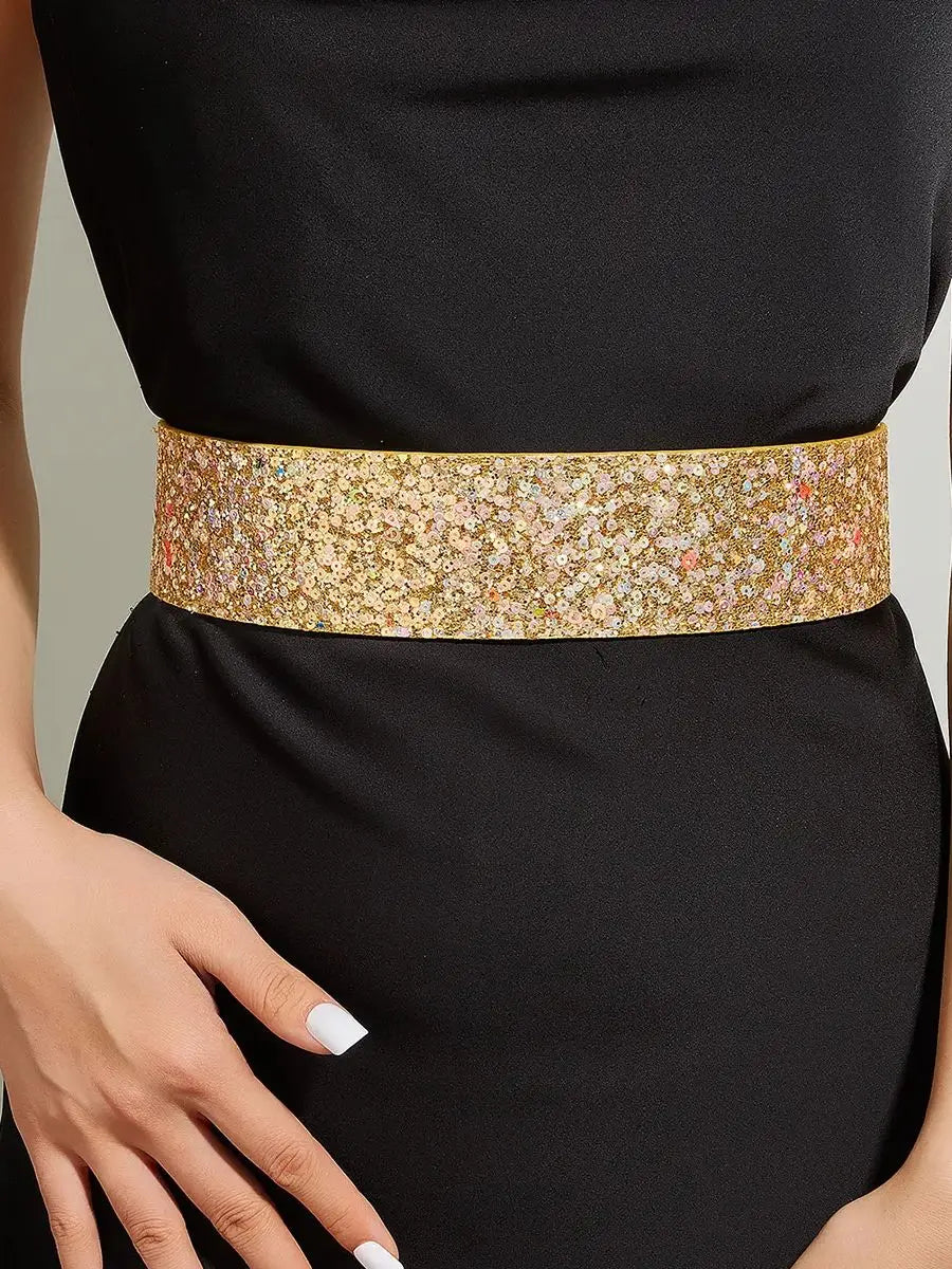 Sparkling Plus-Size Corset Belt-Gold-State of Style