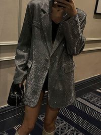 Sparkling Sequin Blazer - Celeste-Silver-S-State of Style