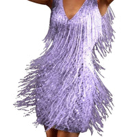 Sparkling Sequin Dress with Fringes – Celina-Purple-S-State of Style