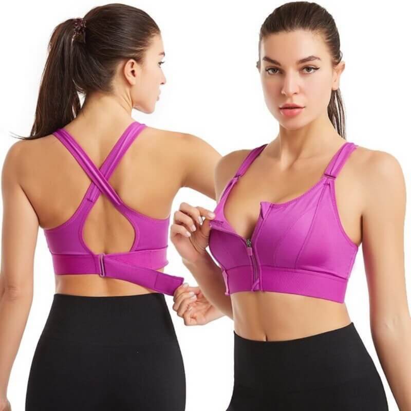Sports bra with zipper & strong support – Mira (Buy 1, Get 1 Free)-Pink-S-State of Style
