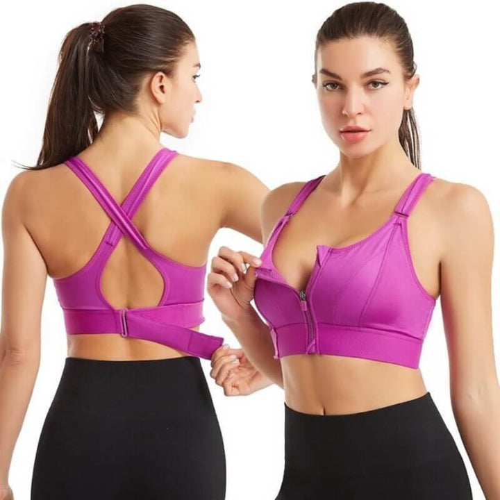 Sports bra with zipper & strong support – Mira (Buy 1, Get 1 Free)-Pink-S-State of Style