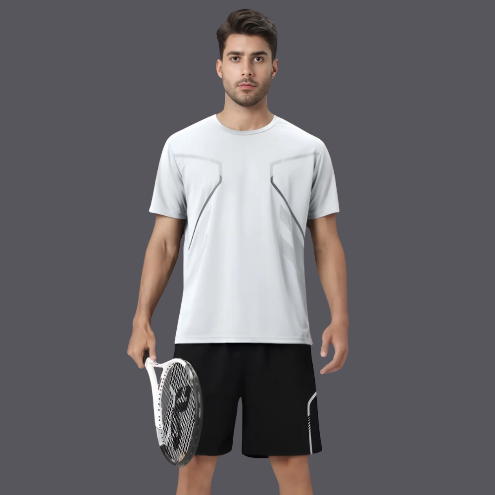 Sports outfit for men – T-shirt and shorts for training & leisure-Black-M-State of Style
