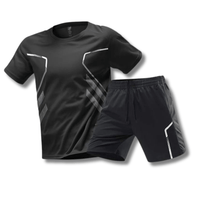 Sports outfit for men – T-shirt and shorts for training & leisure-Black-M-State of Style