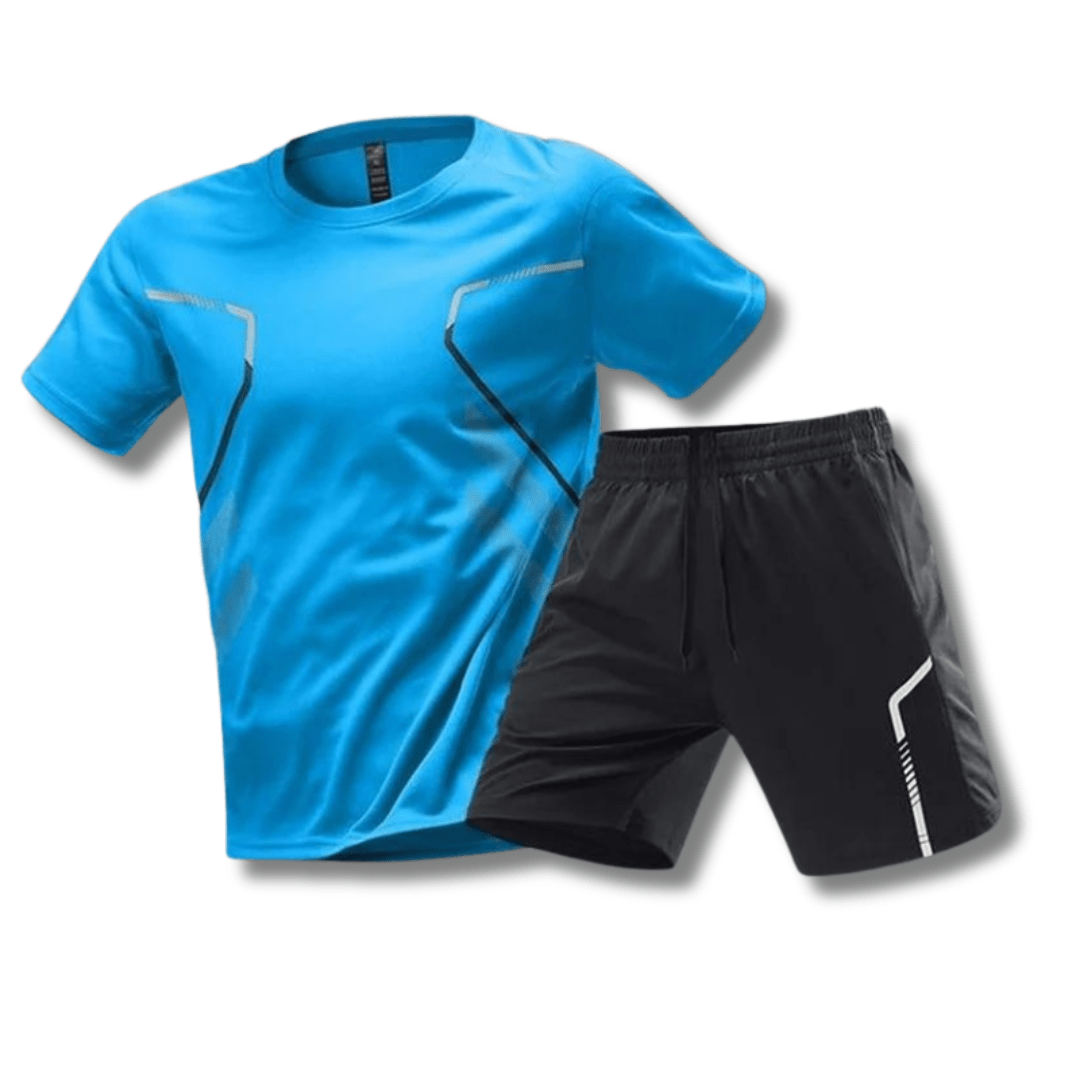 Sports outfit for men – T-shirt and shorts for training & leisure-Light blue-M-State of Style