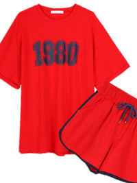 Sporty Duo Set with Letter Print in Plus Size-Green-2XL-State of Style