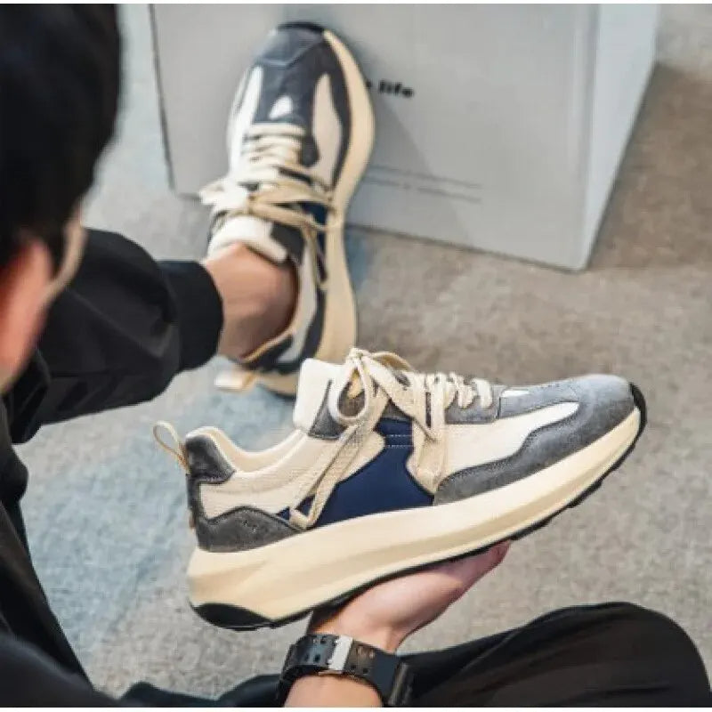 Sporty Elastic Men's Sneakers - Lars-6-Grey-State of Style