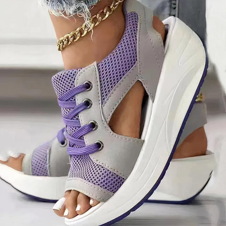 Sporty High Heels with Laces and Open Toe – Dalina-Purple-3-State of Style