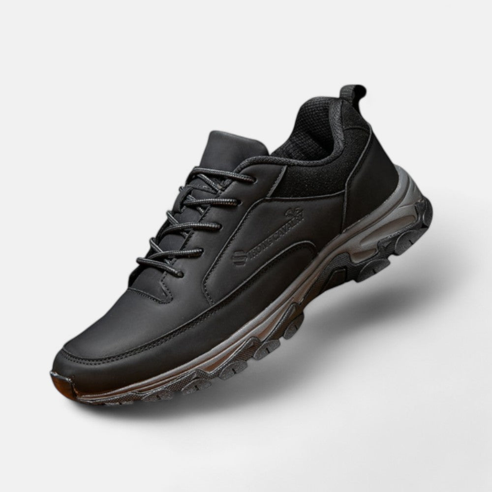 Sporty Leather Laced Shoes for Men - Liam-Black-5.5-State of Style