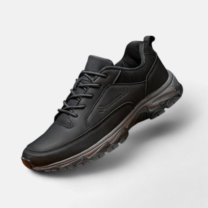 Sporty Leather Laced Shoes for Men - Liam-Black-5.5-State of Style
