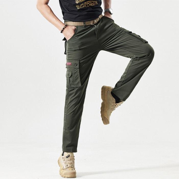 Sporty Men's Cargo Trousers - Max-Olive Green-30-State of Style