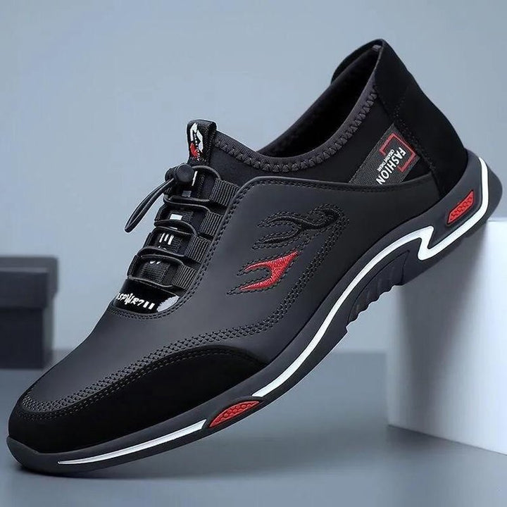 Sporty Men's Sneakers - StrideLux-Black-6.0-State of Style