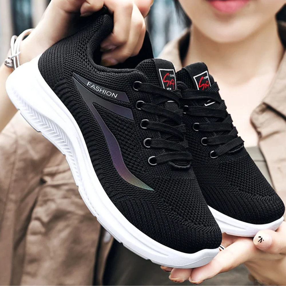 Sporty Orthopaedic Women's Walking Shoes - FitWalk-3.5-Black-State of Style