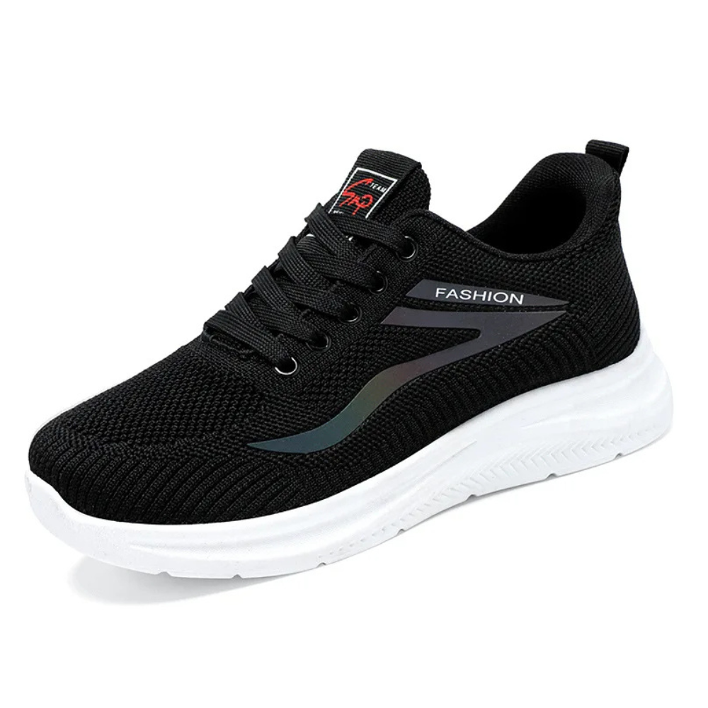 Sporty Orthopedic Women's Walking Shoes - FitWalk-5-Black-State of Style