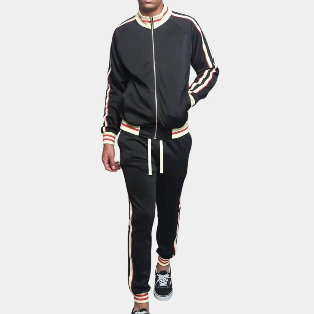 Sporty Tracksuit for Men - Santino-Black-S-State of Style