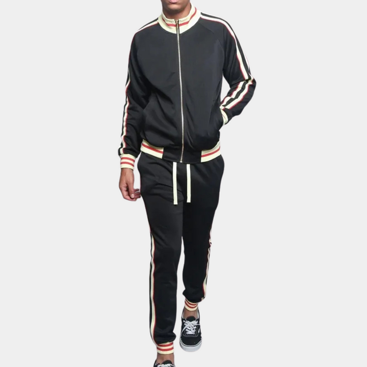 Sporty Tracksuit for Men - Santino-Black-S-State of Style