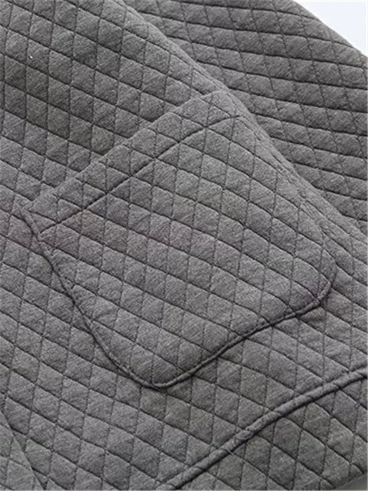 Spring Plus Size Checkered Knit Jacket-Black-XL-State of Style