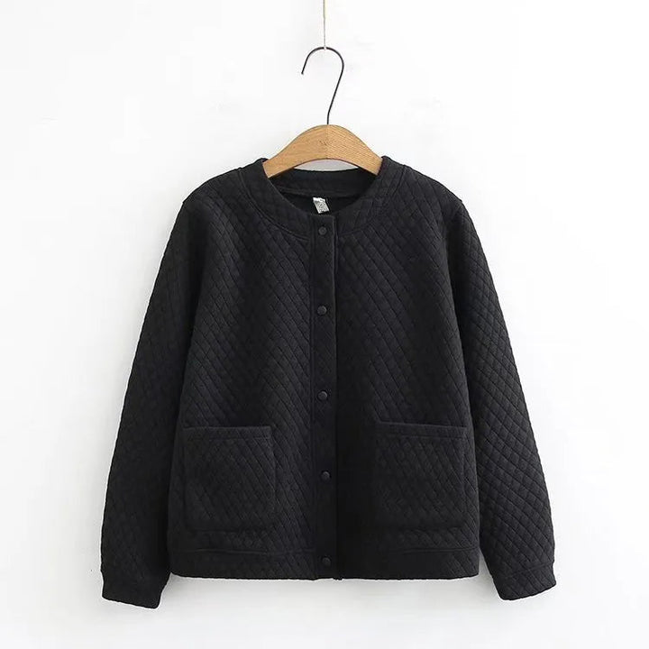 Spring Plus Size Checkered Knit Jacket-Black-XL-State of Style