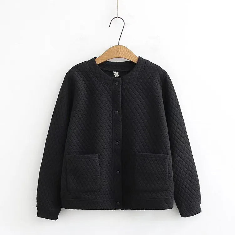 Spring Plus Size Checkered Knit Jacket-Black-XL-State of Style
