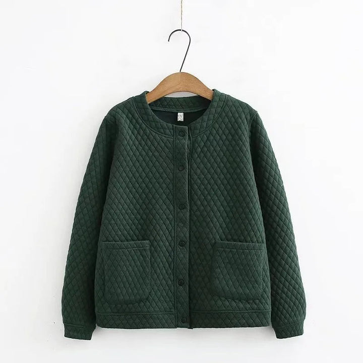 Spring Plus Size Checkered Knit Jacket-Green-XL-State of Style