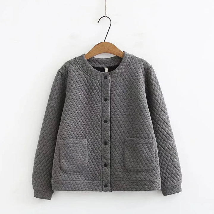Spring Plus Size Checkered Knit Jacket-Grey-XL-State of Style