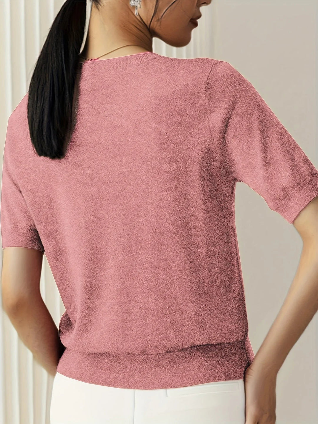 Spring Sweater with Short Sleeves – Mira-Grey-XS-State of Style