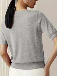 Spring Sweater with Short Sleeves – Mira-Grey-XS-State of Style